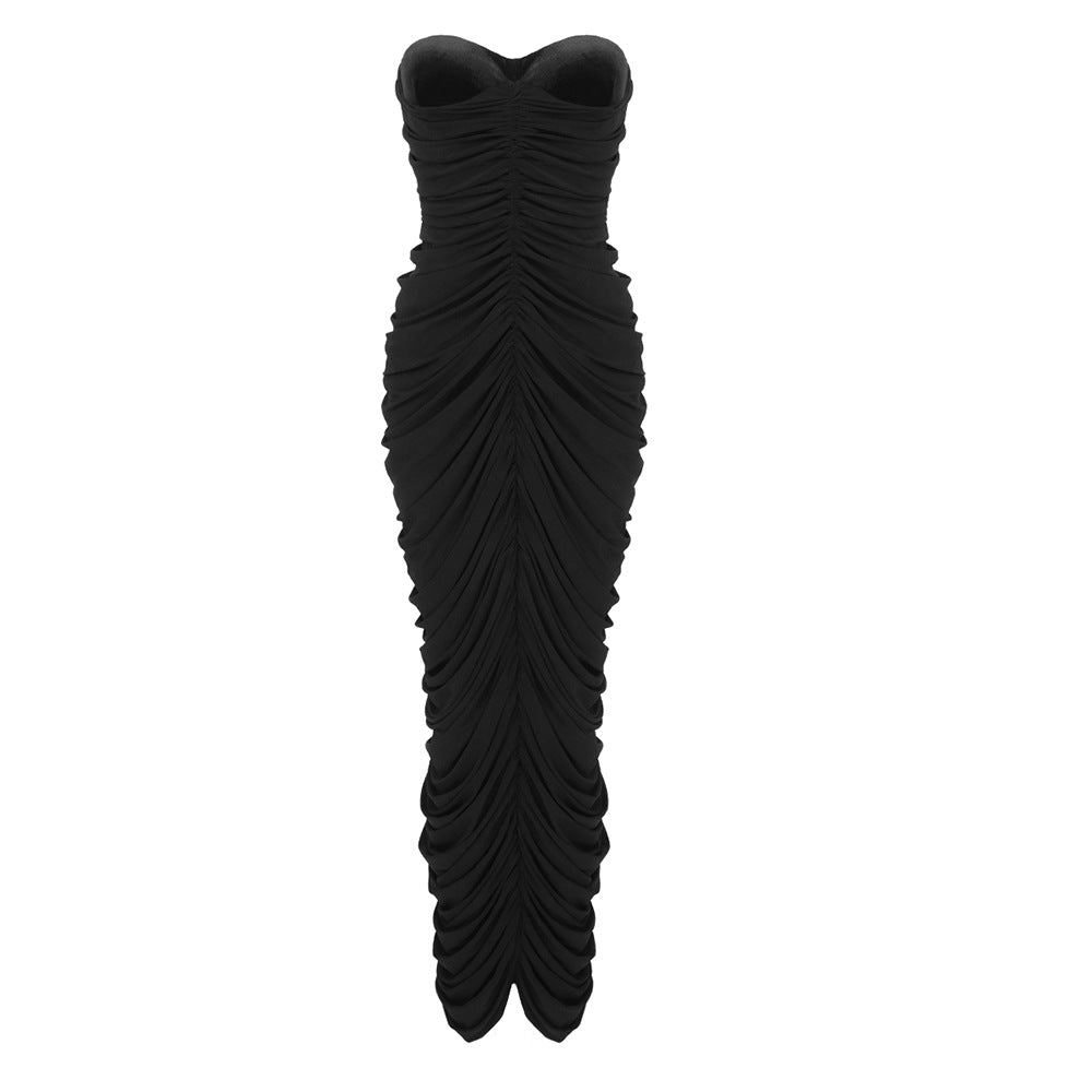 Damen figurbetontes Abendkleid mit elegantem Drapé und herzförmigem Ausschnitt EB