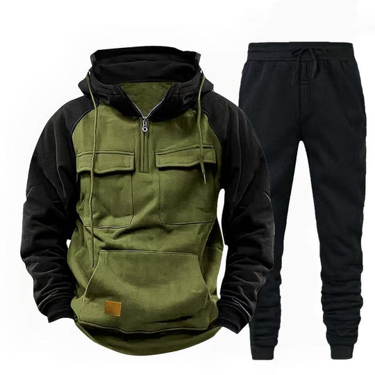 Herren funktionale Kapuzenjacke mit Reißverschluss und Jogginghose EB