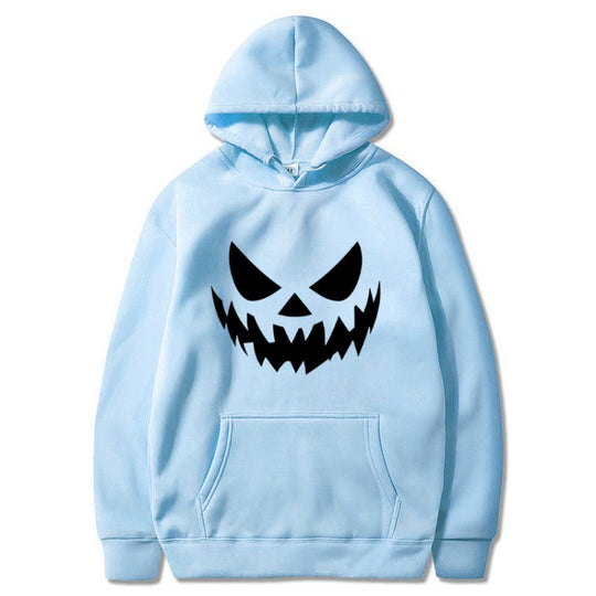 Unisex nan Kapuzenpullover mit gruseligem Kürbisgesicht-Print und Oversize Kängurutasche EB