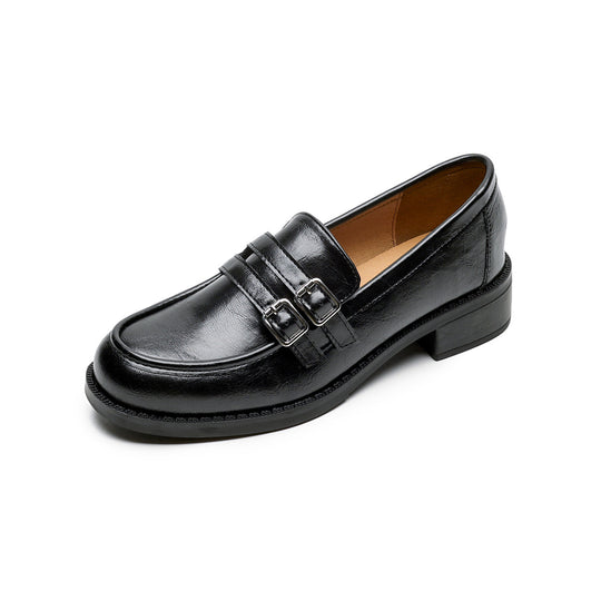 Damen Mokassins mit eleganter Schnallenverzierung und komfortablem Blockabsatz EB