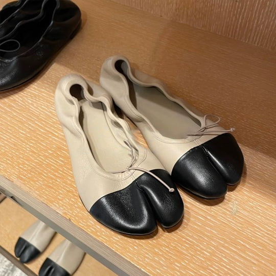 Damen Ballerinas mit abgerundetem Zehenbereich und schnürbarem Detail EB