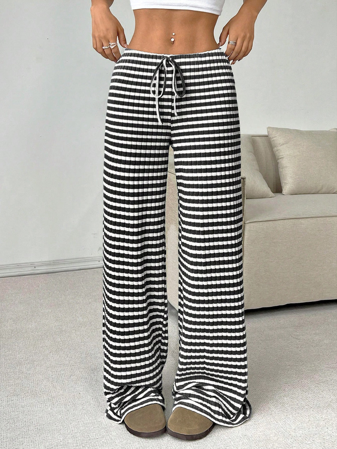 Damen luftige Komfort-Hose mit elastischem Bund und Taschen EB