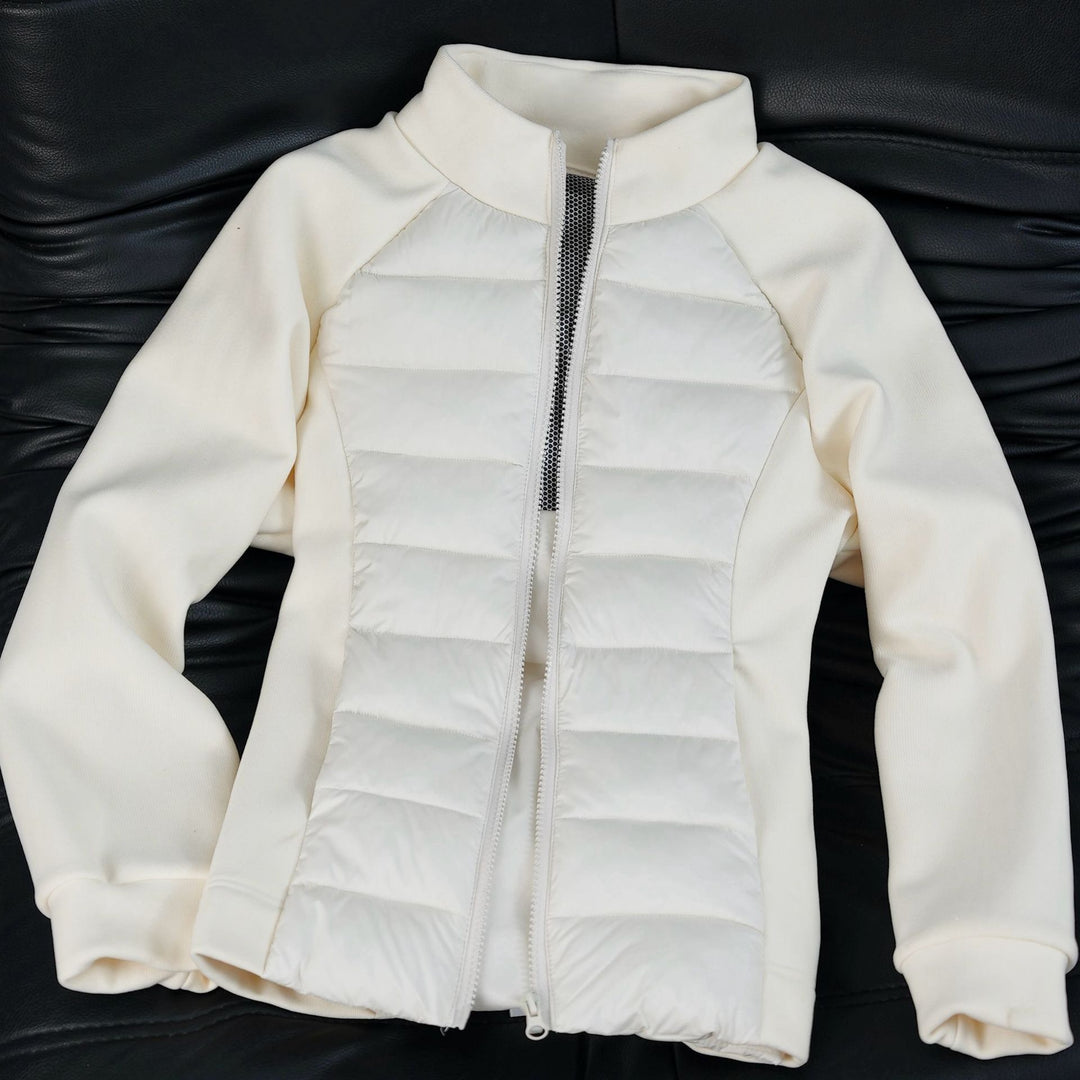 Damen nan Hybrid-Steppjacke mit wattierter Front, Raglanärmeln und hochschließendem Kragen EB