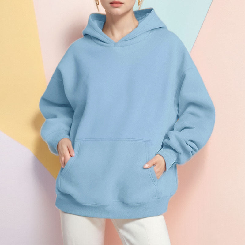 Damen nan Oversize-Kapuzenpullover mit ballonärmeln, herausgehobener Kängurutasche und weich angerauter Innenseite EB
