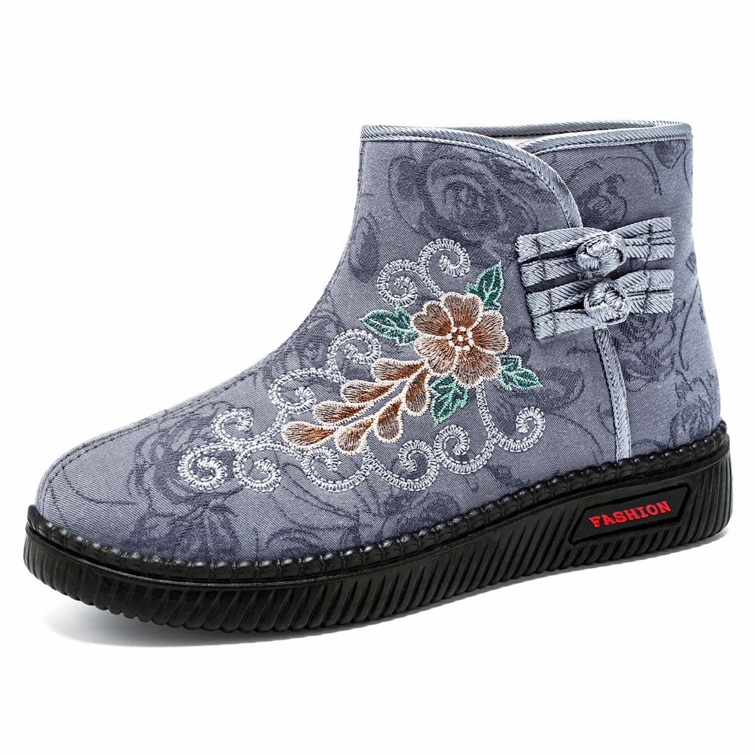 Damen Elegante und modische Stiefeletten mit kunstvoller Bestickung EB