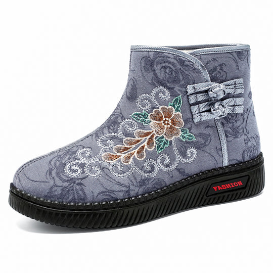 Damen Elegante und modische Stiefeletten mit kunstvoller Bestickung EB
