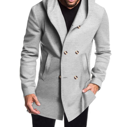 Herren Modische Doppelreihige Jacke mit Kapuze EB