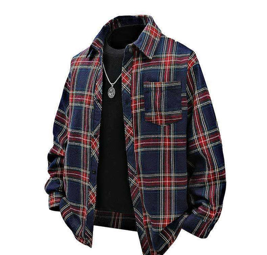Herren Flanellhemd mit kariertem Design und aufgesetzter Brusttasche EB