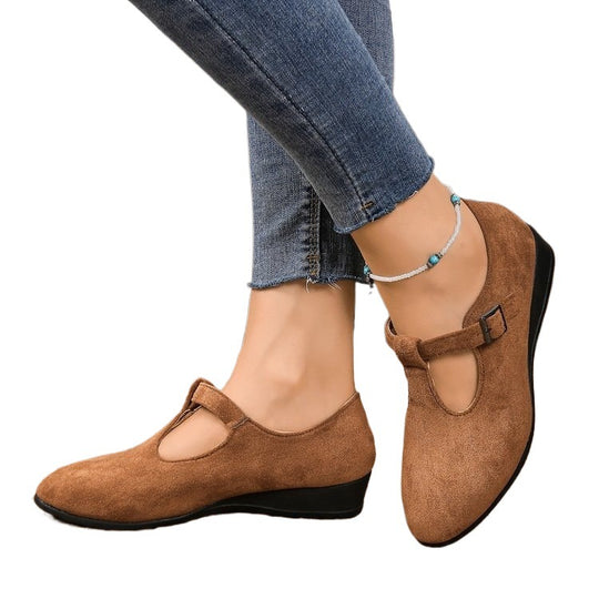Damen Komfortable Ballerinas mit verstellbarem Riemen EB