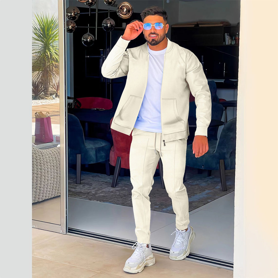 Herren modisches Athleisure Set mit strukturiertem Design und elastischem Bund EB