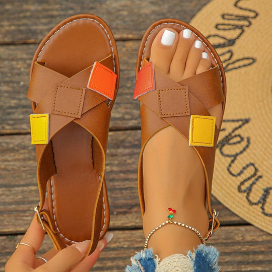 Damen Riemchen-Sandalen mit bunten Akzenten EB