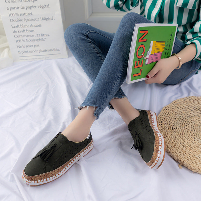 Damen Sneaker mit atmungsaktivem Obermaterial und korkartiger Sohle EB