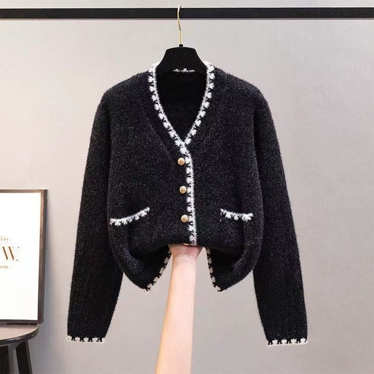 Damen Strickcardigan mit kontrastierenden Knöpfen und Taschen EB