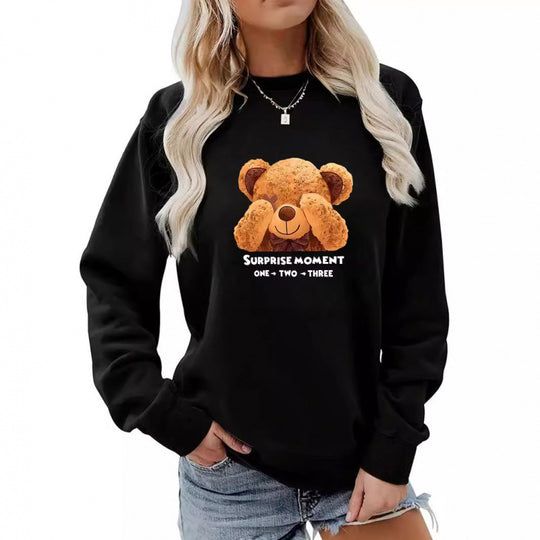 Damen Freizeitpullover mit süßem Bärenmotiv EB