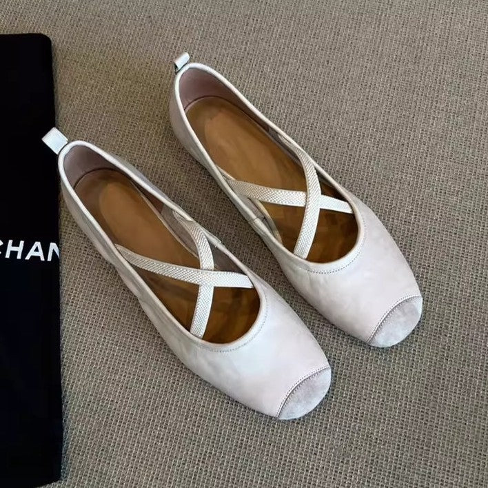 Damen Ballerinas mit elegantem Kreuzband und bequemem Fußbett EB