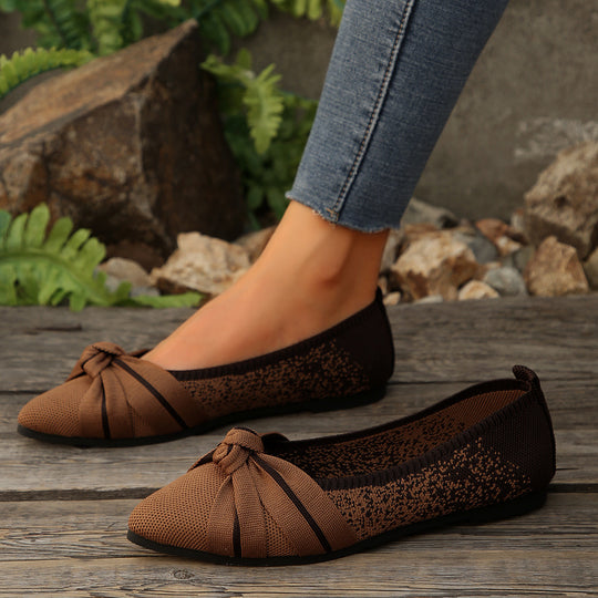 Damen Kunstleder Ballerinas mit dekorativem Schleifendetail EB