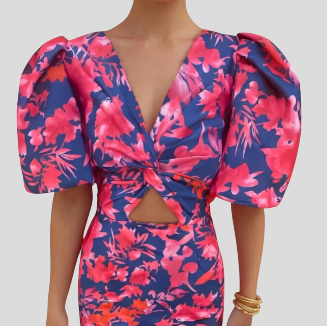 Damen Elegantes Kleid mit Volants und Spitzenelementen EB