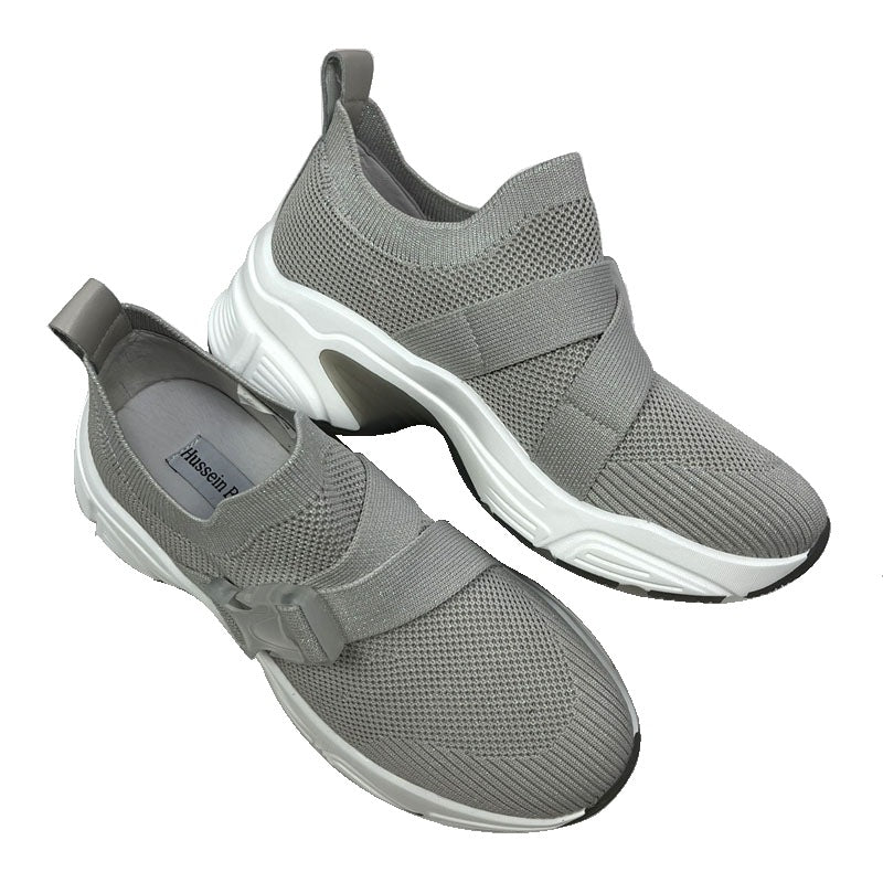 Damen Sportliche Slip-On Sneakers mit elastischem Halteband EB