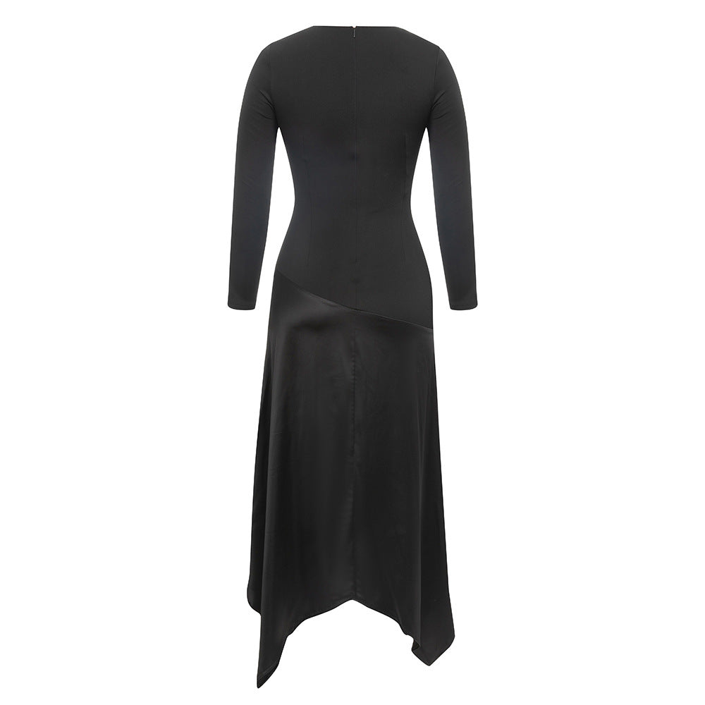 Damen Elegantes Maxikleid mit raffinierten transparenten Einsätzen und asymmetrischem Saum EB