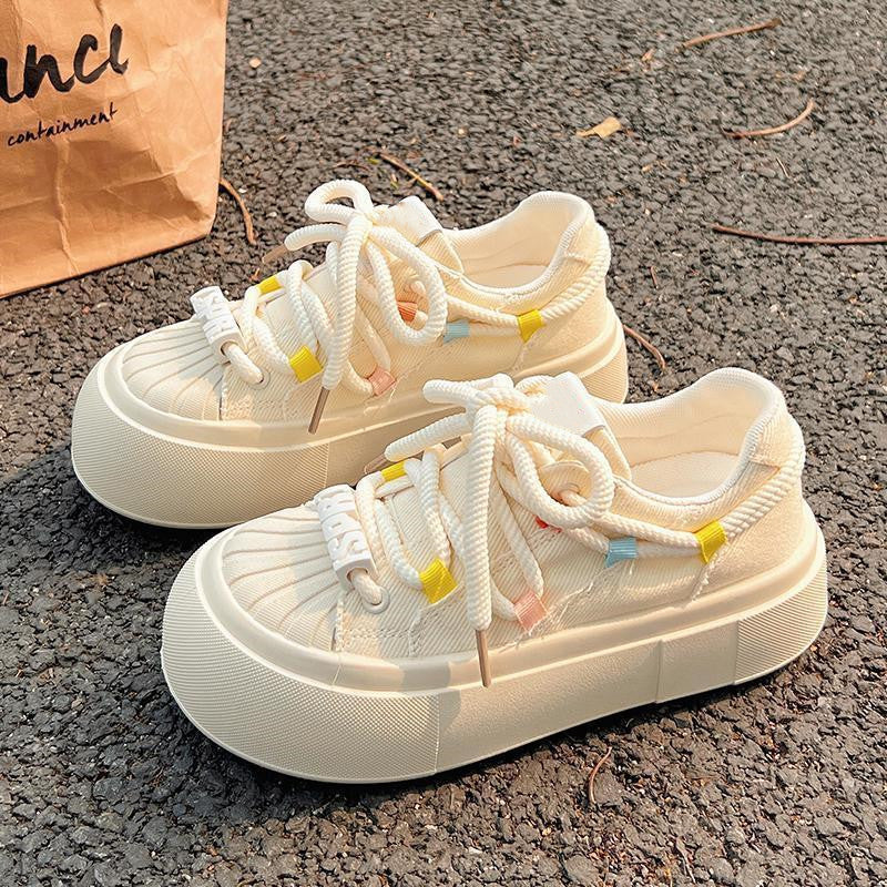Damen Bequeme Sneakers mit elastischen Schnürsenkeln und atmungsaktiver Sohle EB