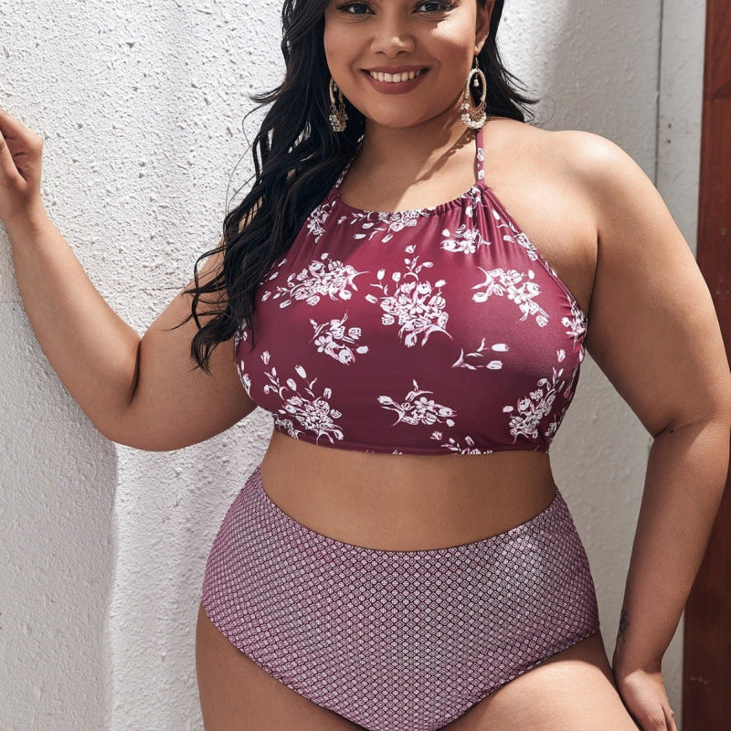 Damen Hochgeschnittener Bikini mit modischem Cropped-Oberteil EB