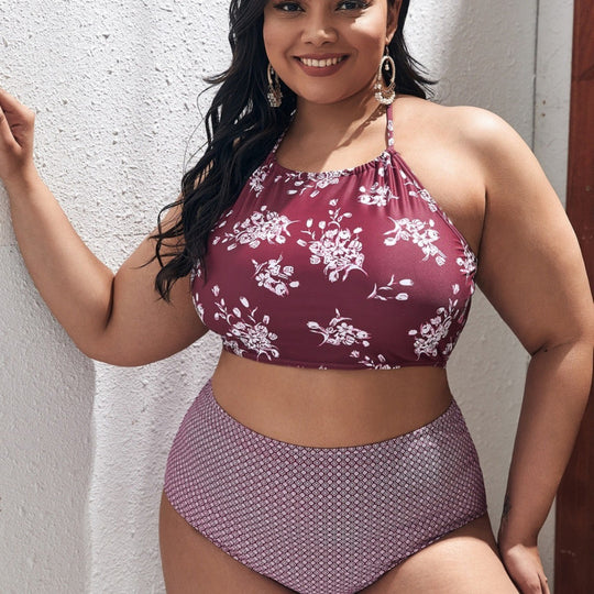 Damen Hochgeschnittener Bikini mit modischem Cropped-Oberteil EB