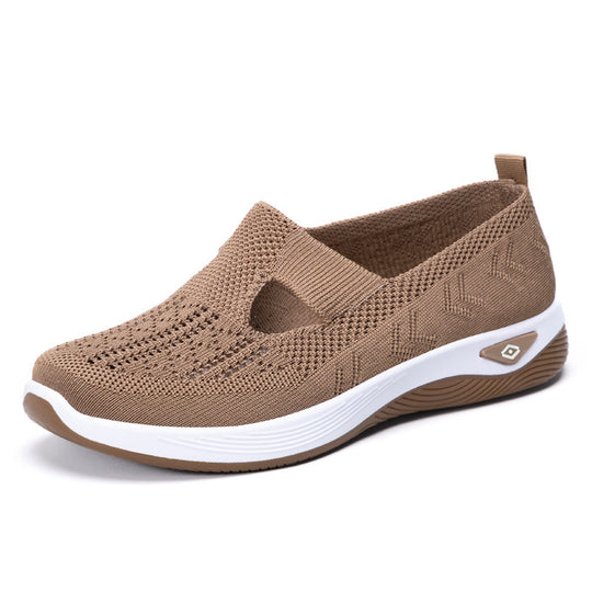 Damen Komfortable Slip-On Sneakers mit luftdurchlässigem Strickdesign EB