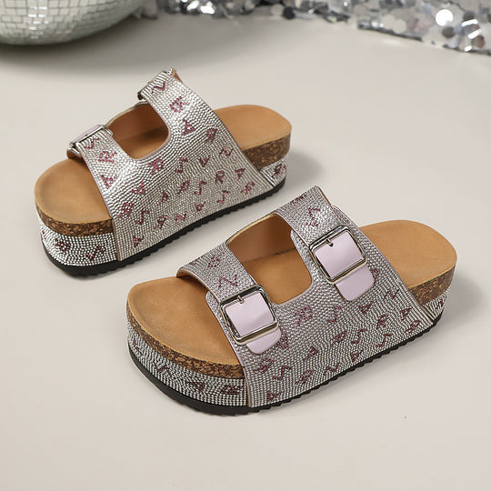 Damen Glamouröse Plateau-Pantoletten EB