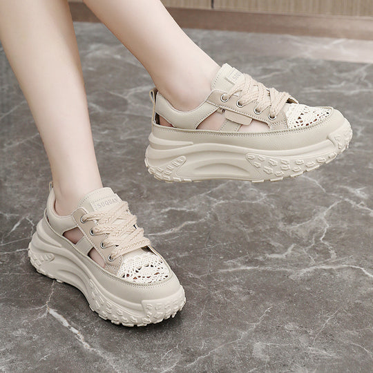 Damen Chunky Sneakers mit atmungsaktiver Oberflächenstruktur und innovativem Sohlenprofil EB