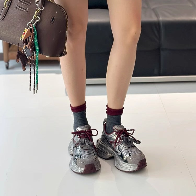 Damen Modische Chunky Sneakers mit dämpfender Sohle und atmungsaktivem Obermaterial EB
