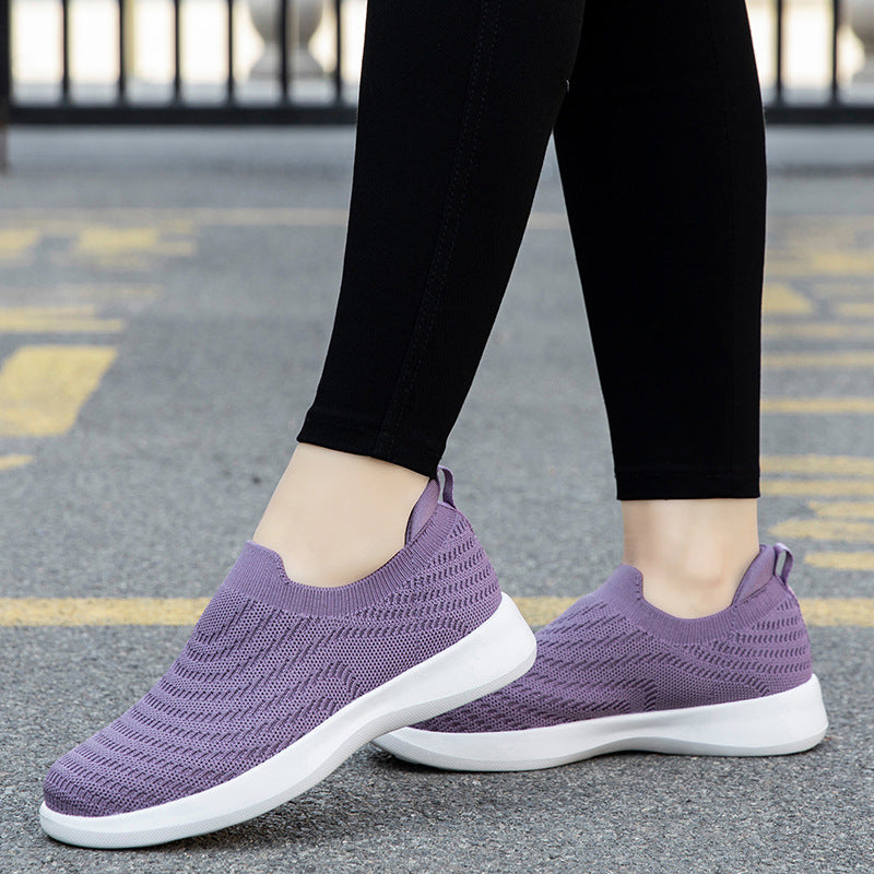 Damen Bequeme Slip-On Sneakers aus atmungsaktivem Strickmaterial EB