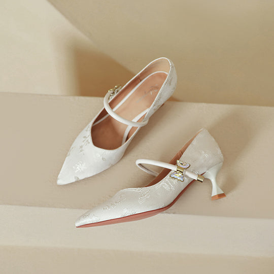 Damen elegante Ballerinas mit stilvollem Schnallen-Design EB