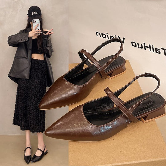 Damen elegante Slingback-Ballerinas aus glänzendem Material EB