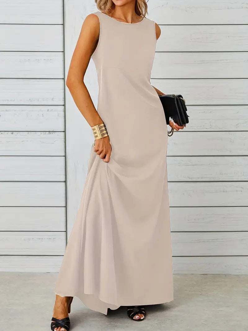 Damen elegantes Maxikleid mit schwingendem Saum und klassischem Schnitt EB