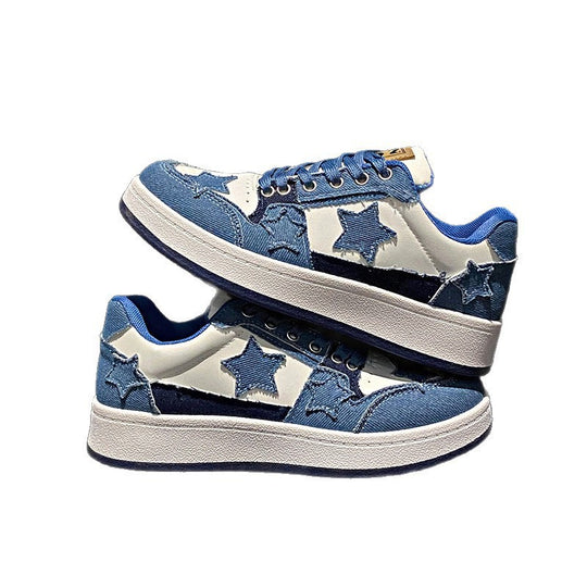 Damen Modische Sneakers mit Sternenapplikationen EB