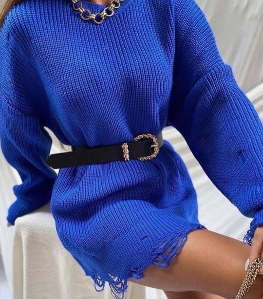 Damen Oversized Strickpullover mit einzigartigen Rippstrukturen und modischen Cut-Outs EB