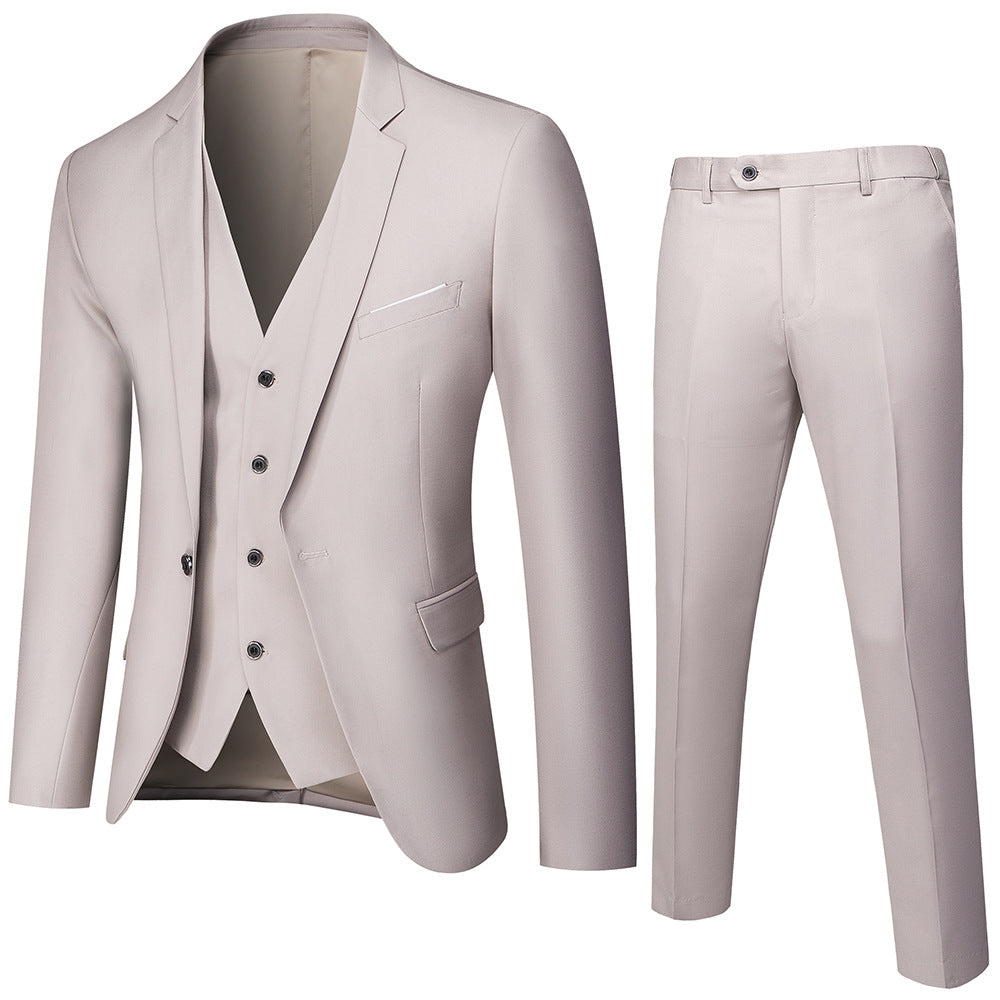 Herren nan dreiteiliges Business-Anzugset mit tailliertem Einreiher-Sakko, schmal geschnittener Weste und elegant geschnittener Anzughose EB