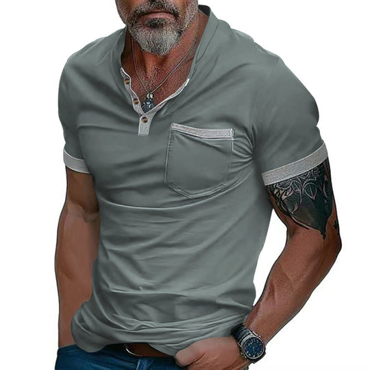 Herren Poloshirt mit modischem Kragen und Brusttasche EB