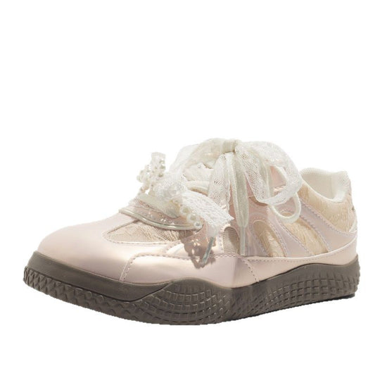 Damen Sportliche Sneaker mit floralen Details und feiner Spitze EB