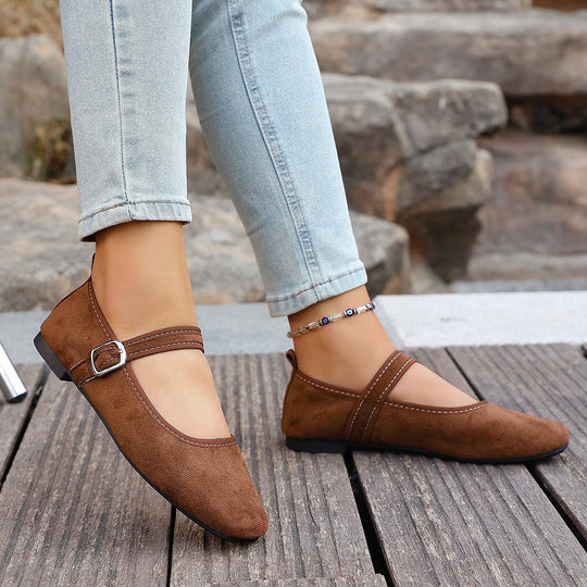 Damen Bequeme Ballerinas mit verstellbarem Riemchen EB