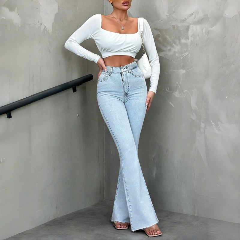 Damen Flared Jeans mit hohem Bund und lässigem Schnitt EB