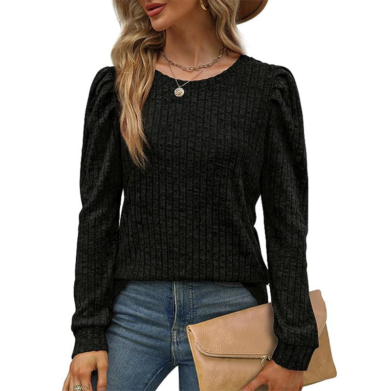 Damen stilvolles Pullover mit gerafften Ärmeln EB