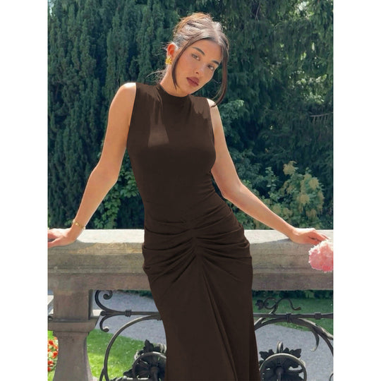 Damen Elegantes Maxikleid mit figurschmeichelndem Schnitt und hochgeschlossenem Design EB
