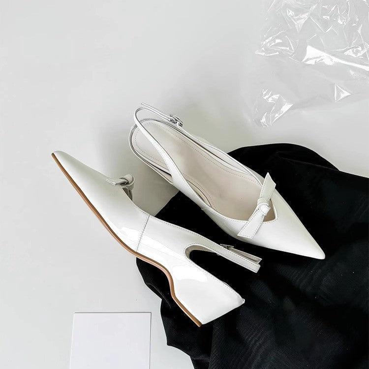 Damen Slingback-Pumps mit eleganter Schleifenverzierung und spitz zulaufendem Design EB