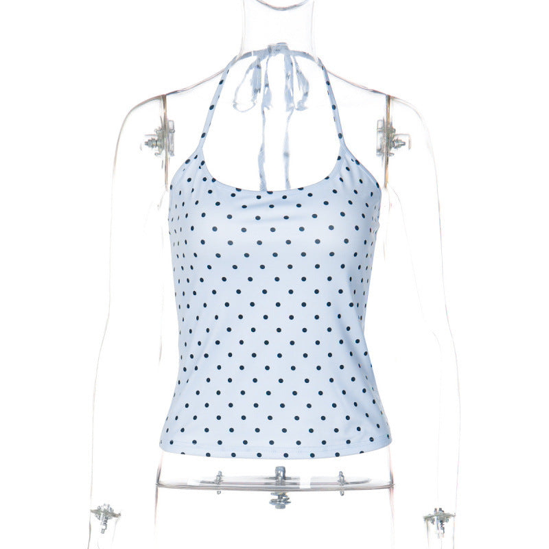 Damen Spaghettiträgertop mit verspieltem Punkte-Design und hochwertigem Stretchmaterial EB