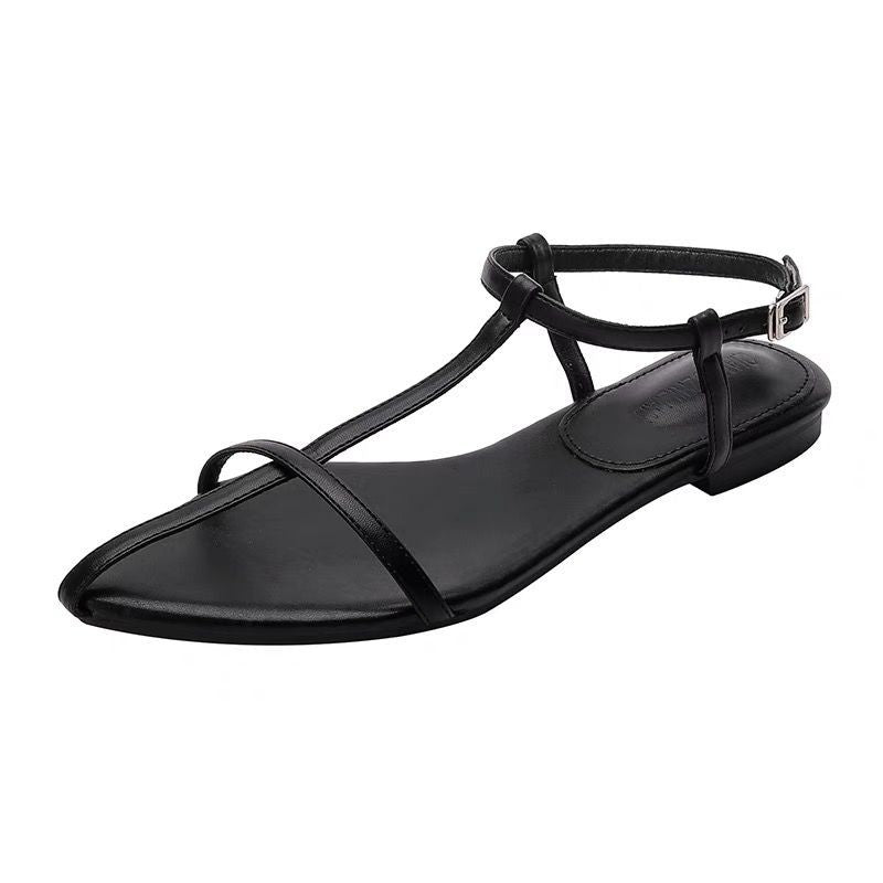 Damen elegante T-Strap Sandalen mit verstellbarem Riemen und komfortabler Sohle EB