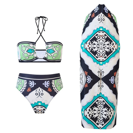 Damen Bikini-Set mit raffiniertem Wickeldesign und trendigem Mustermix EB