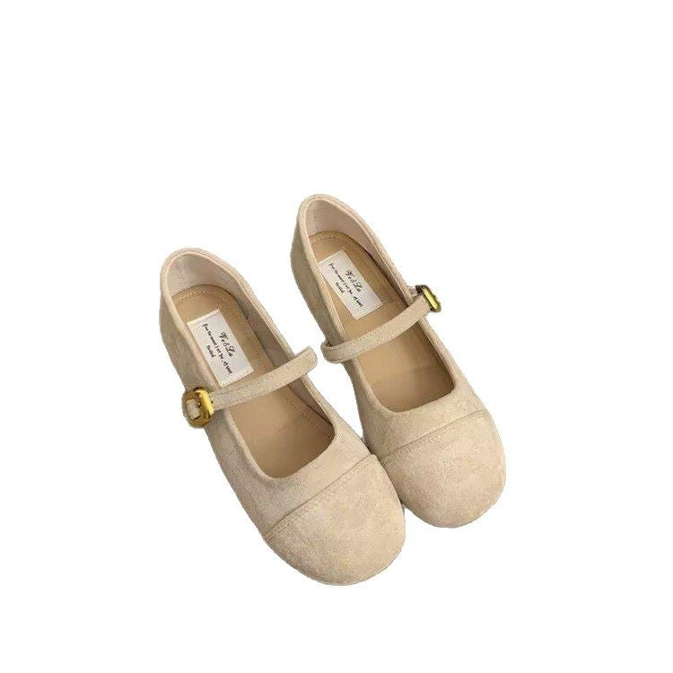 Damen Ballerinas mit modischem Riemchen und goldener Schnalle EB
