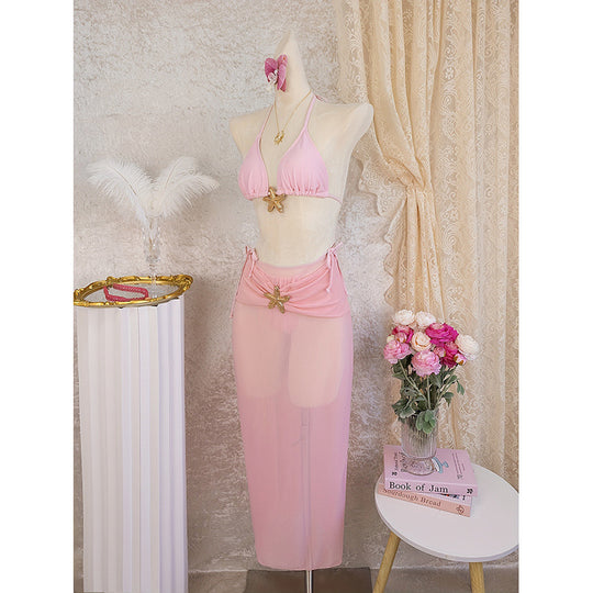 Damen Bikini-Set mit transparenter Strandtunika EB