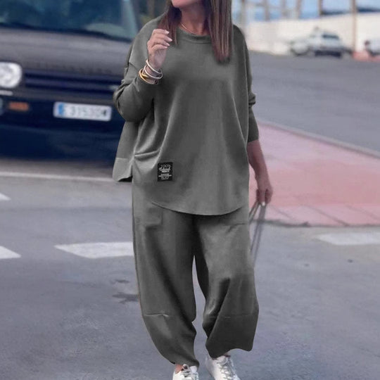 Damen lässiges Lounge-Set mit weiten Hosen und bequemem Oberteil EB